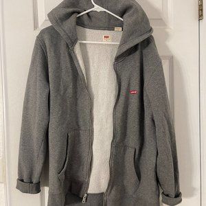 Size Medium Grey Levis logo patch zip up hoodie jacket